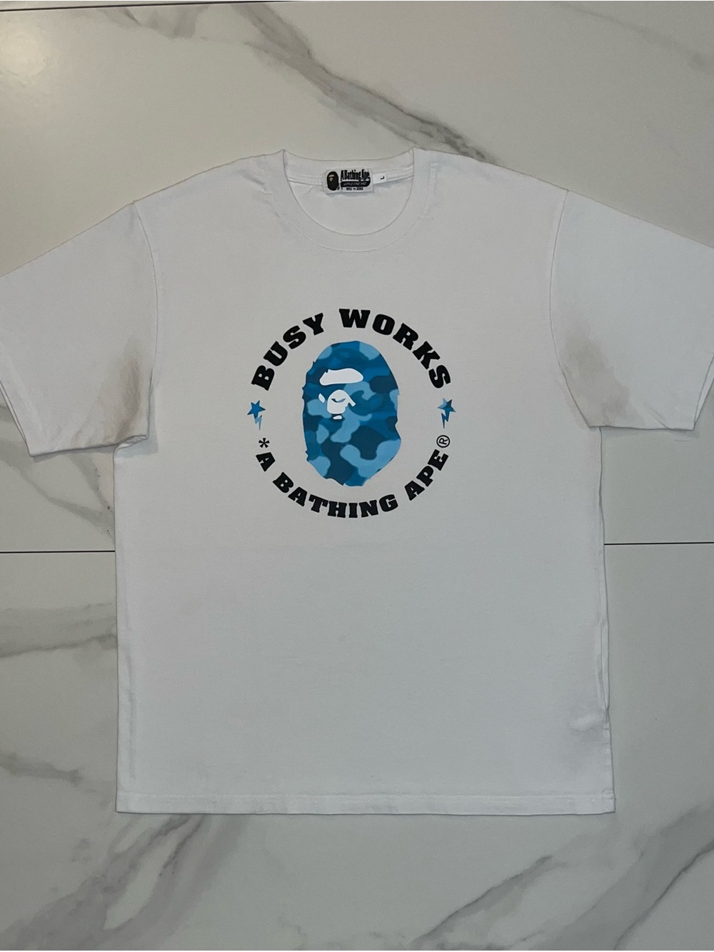A Bathing Ape BAPE Busy Works Radiation Camo Tee T-Shirt White Size Large